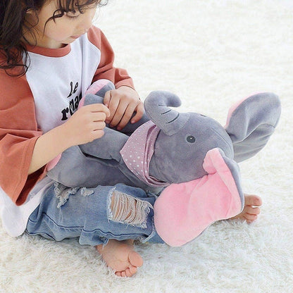 Interactive Plush Elephant with Peekaboo Ears and Two Songs for Toddlers