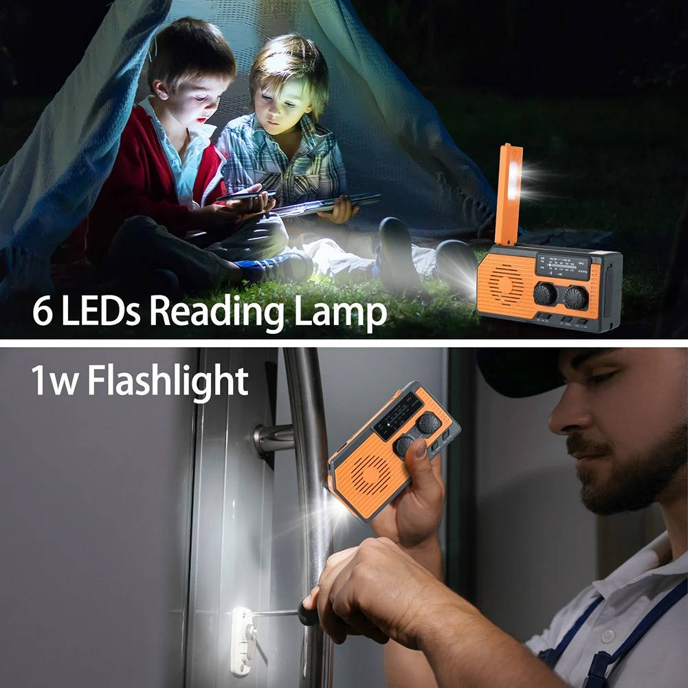 Emergency Radio with Solar Panel and Hand Crank, AM/FM/Weather Band, 5000mAh Power Bank