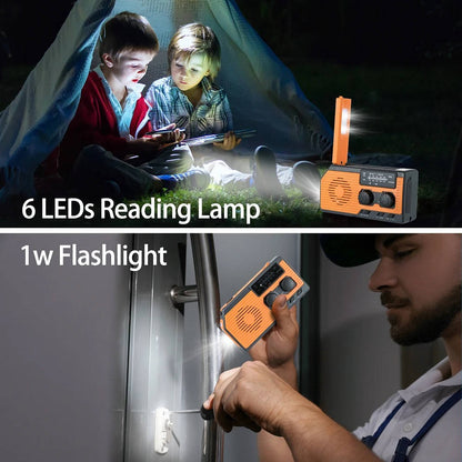 Emergency Radio with Solar Panel and Hand Crank, AM/FM/Weather Band, 5000mAh Power Bank