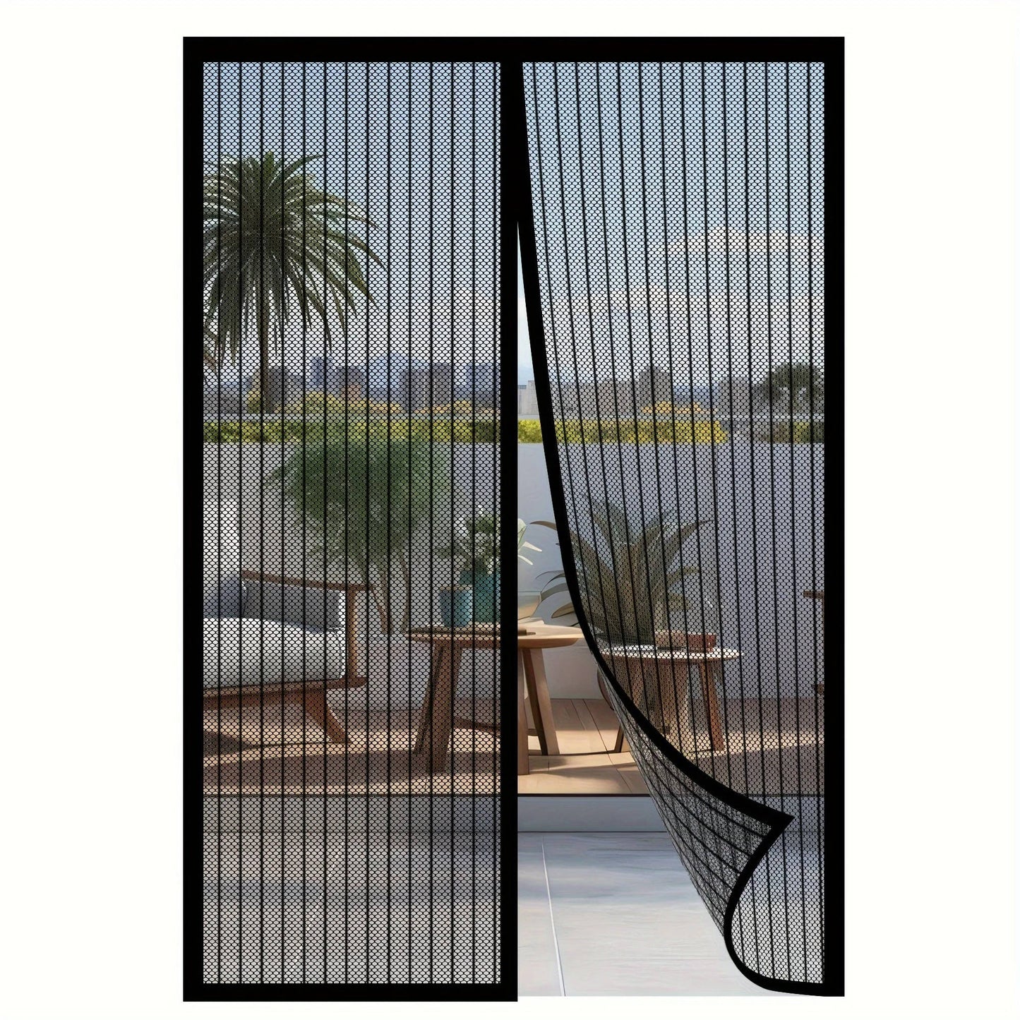Magnetic Auto-Close Screen Door with Polyester Mesh and Custom Sizing