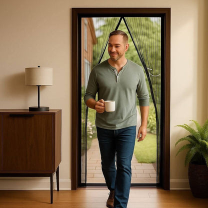 Magnetic Auto-Close Screen Door with Polyester Mesh and Custom Sizing