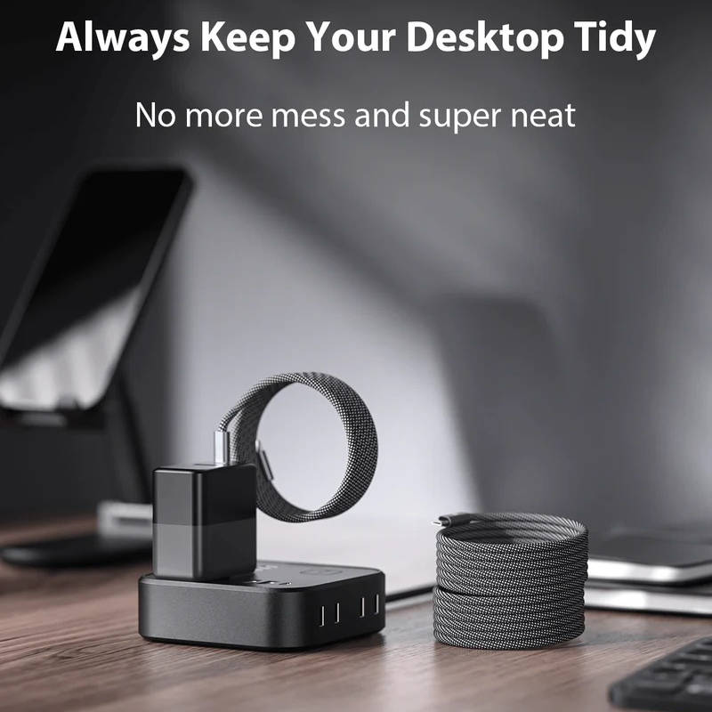 Self Coiling Magnetic Charging Cable with Braided Fabric and Dual Port Tips