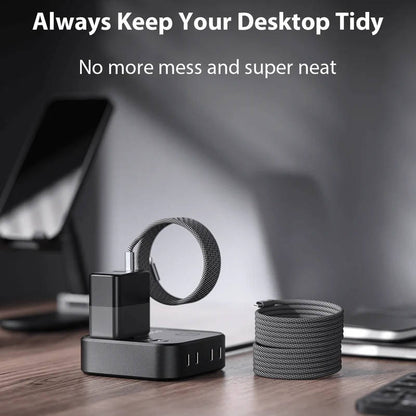 Self Coiling Magnetic Charging Cable with Braided Fabric and Dual Port Tips