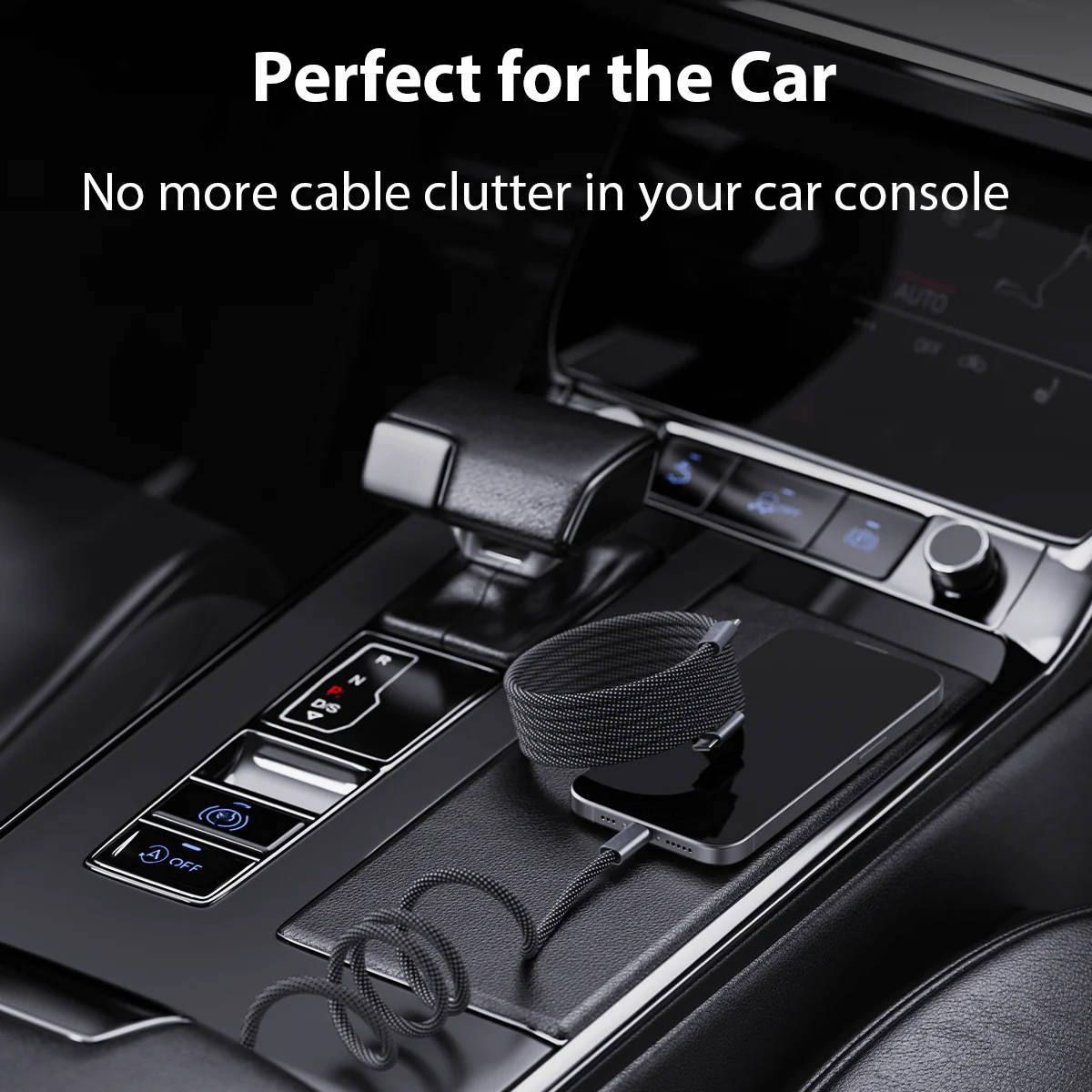 Self Coiling Magnetic Charging Cable with Braided Fabric and Dual Port Tips