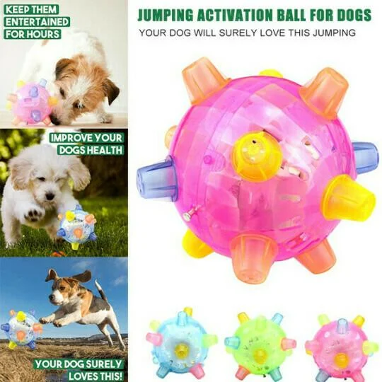 Interactive Jumping Ball with LED Lights and Sound for Dogs