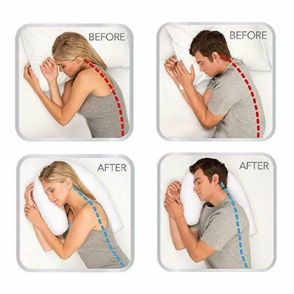 Side Sleeper Pillow with Ear Cutout and Spine Alignment Support