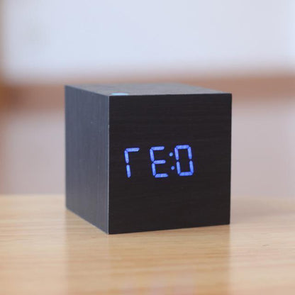 Wood Digital Clock with Tap Activation and Glowing Display