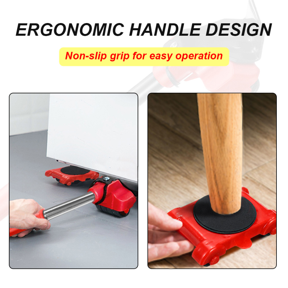 Heavy Duty Furniture Rollers with 360 Degree Wheels and Manual Lifting Bar