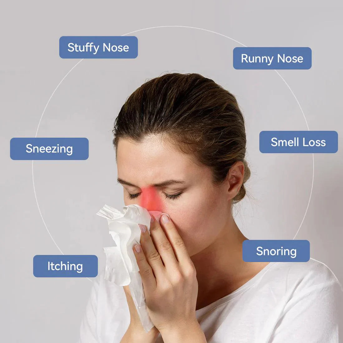 Red Light Nasal Therapy Device with Rechargeable Battery and One Button Control