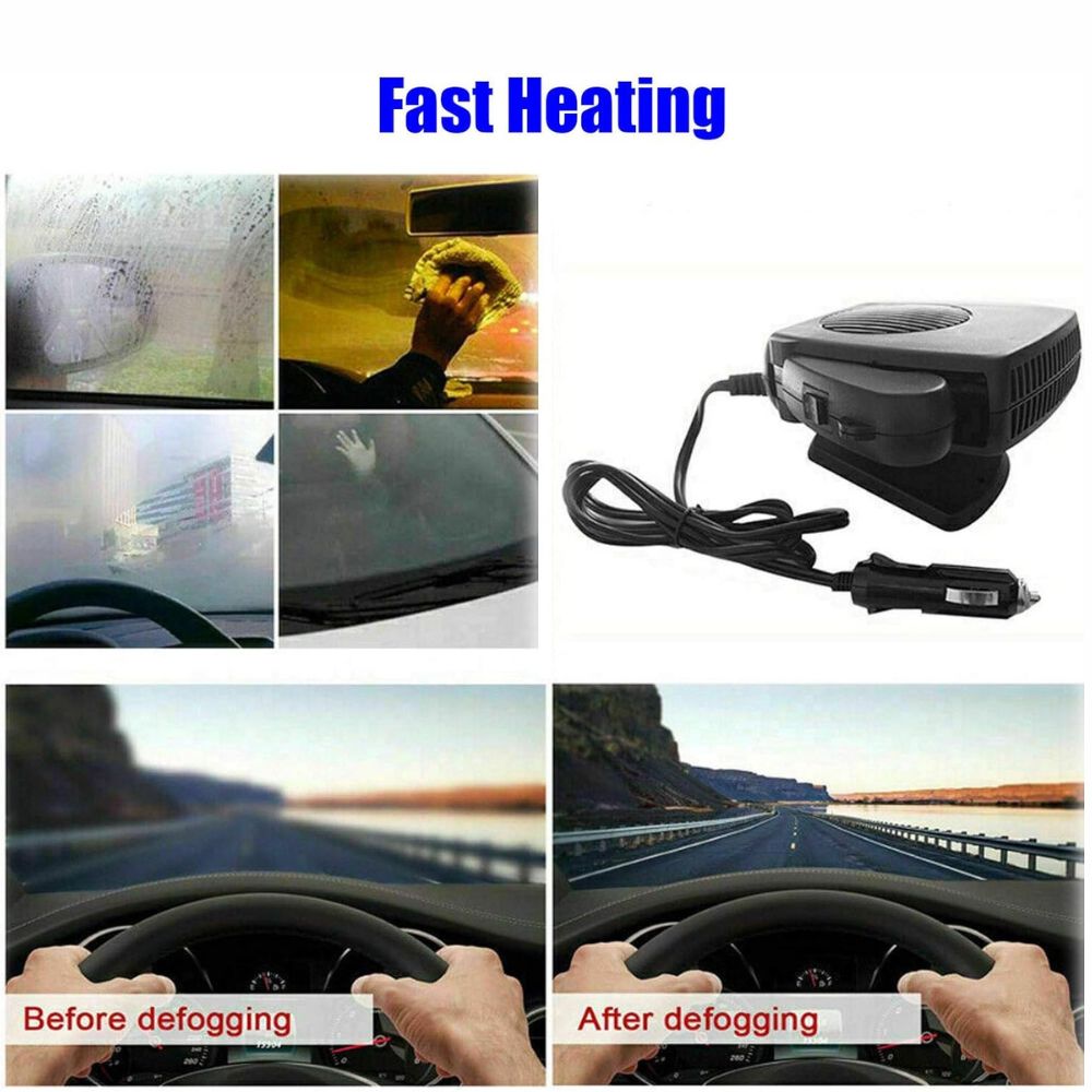 Portable Car Heater with Ceramic Element and Dual Mode Fan, 12V Instant Heat