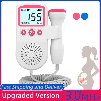 Portable Fetal Heart Rate Doppler with Backlit LCD and Built-in Speaker