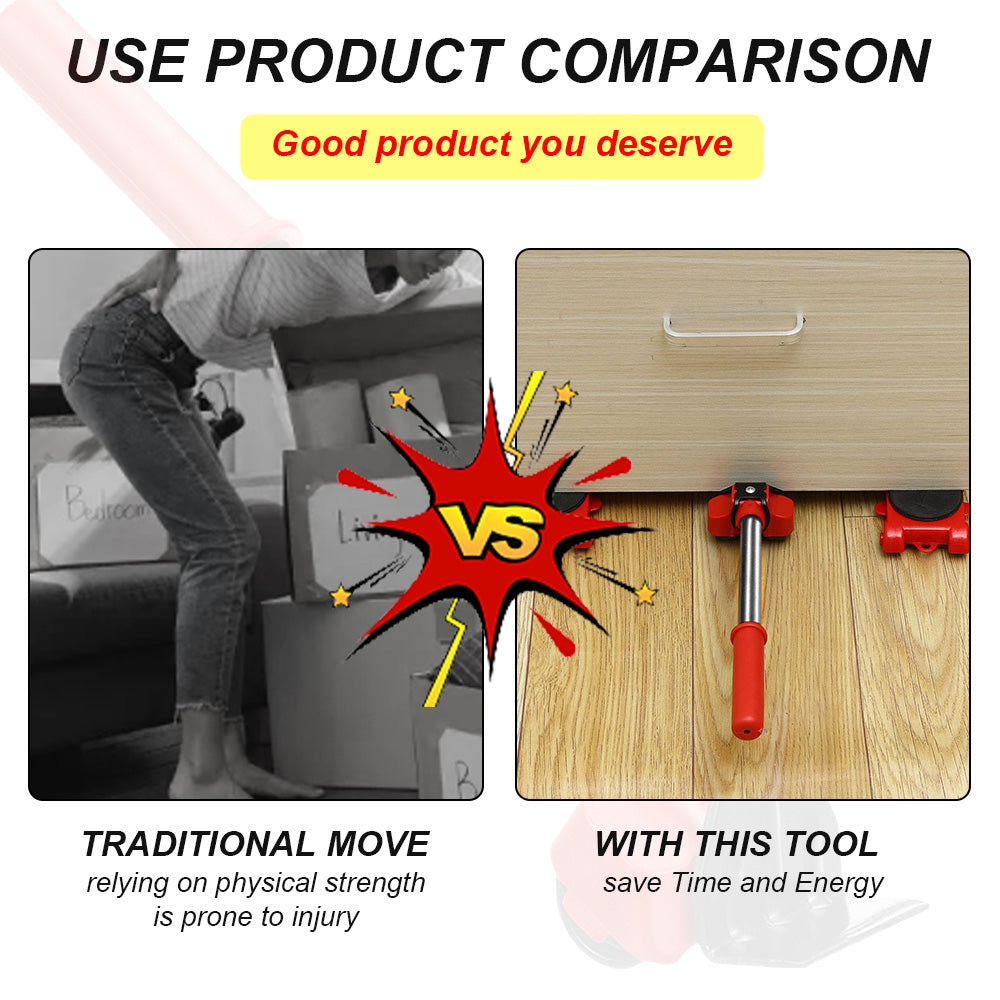 Heavy Duty Furniture Rollers with 360 Degree Wheels and Manual Lifting Bar