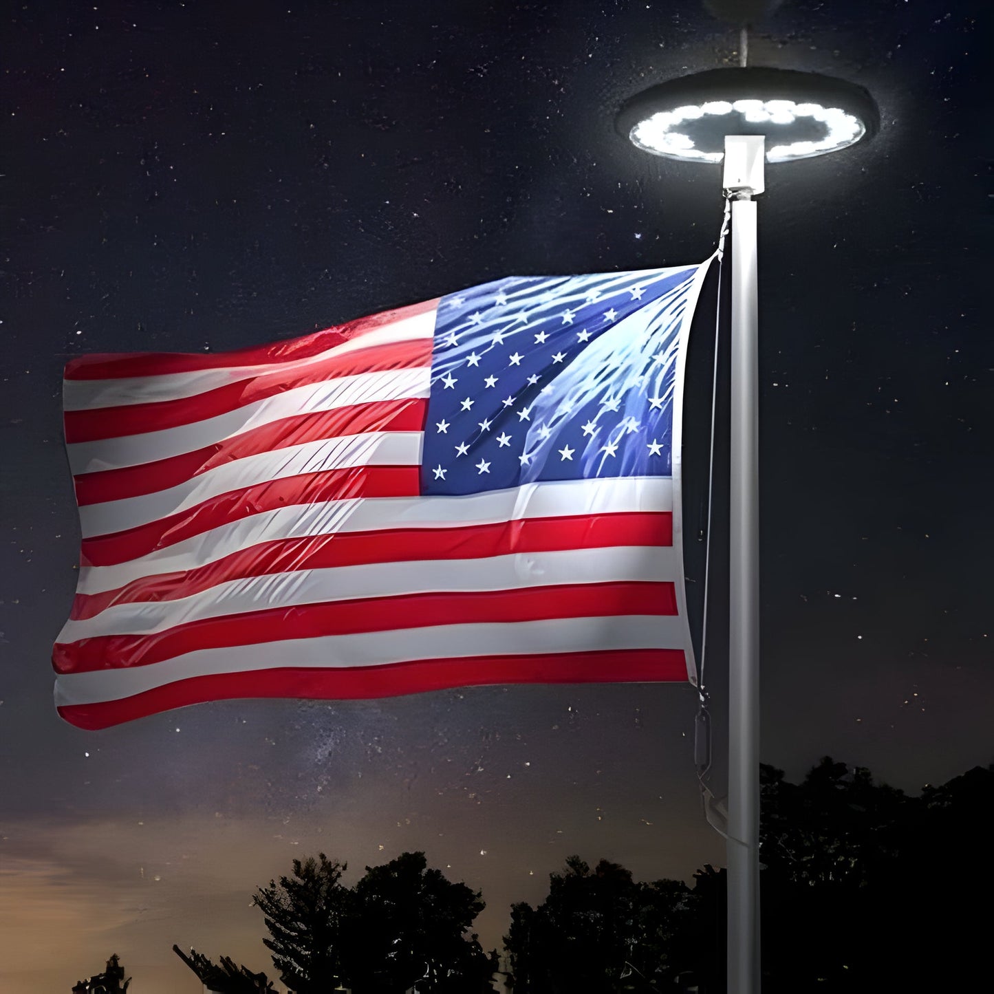 Solar Flagpole Light with Automatic Dusk Sensor and 700 Lumen LED, Waterproof