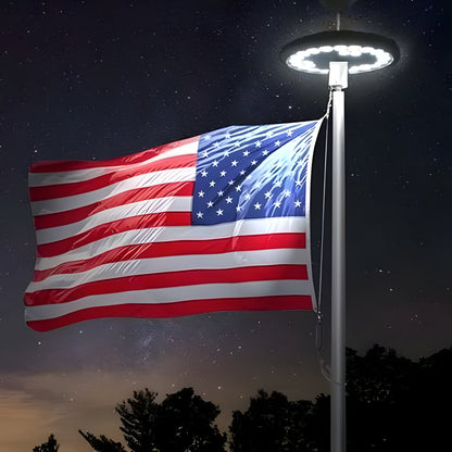 Solar Flagpole Light with Automatic Dusk Sensor and 700 Lumen LED, Waterproof
