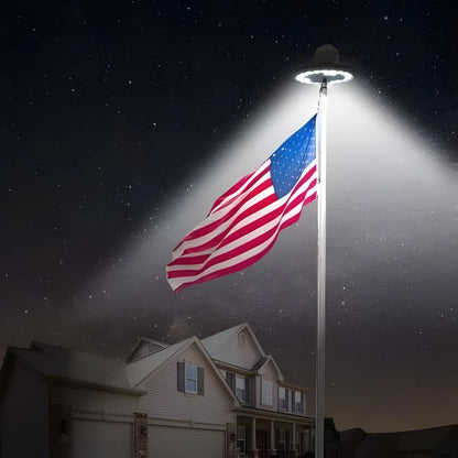 Solar Flagpole Light with Automatic Dusk Sensor and 700 Lumen LED, Waterproof