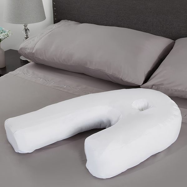 Side Sleeper Pillow with Ear Cutout and Spine Alignment Support