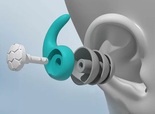 Reusable Silicone Earplugs with Contour Fit and Noise Blocking, Washable Design