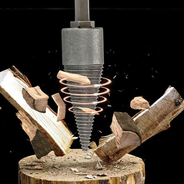 Wood Splitting Drill Bit with Threaded Design and Multiple Handles for Power Drills