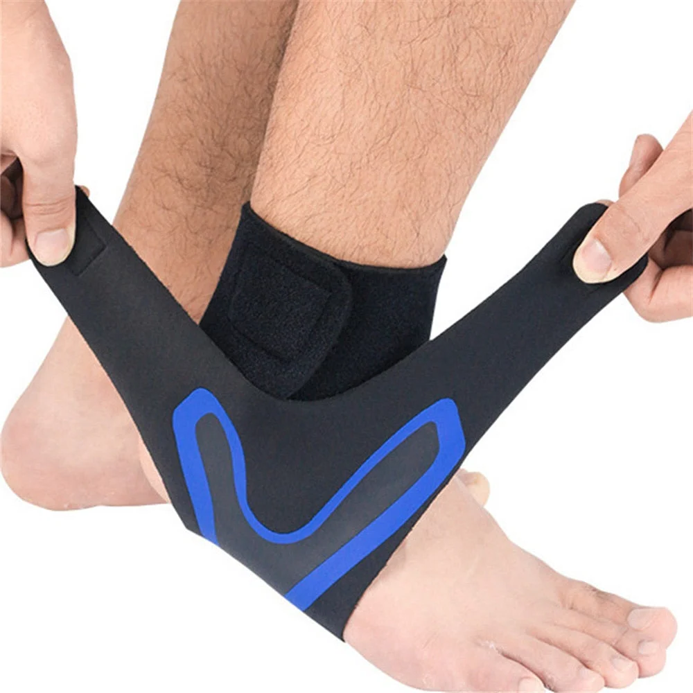Adjustable Ankle Support Sleeve with Neoprene Compression and Strap System