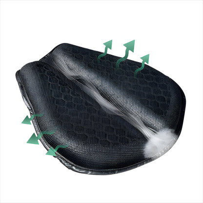 Gel Motorcycle Seat Cushion with Honeycomb Ventilation and Dual Strap Attachment