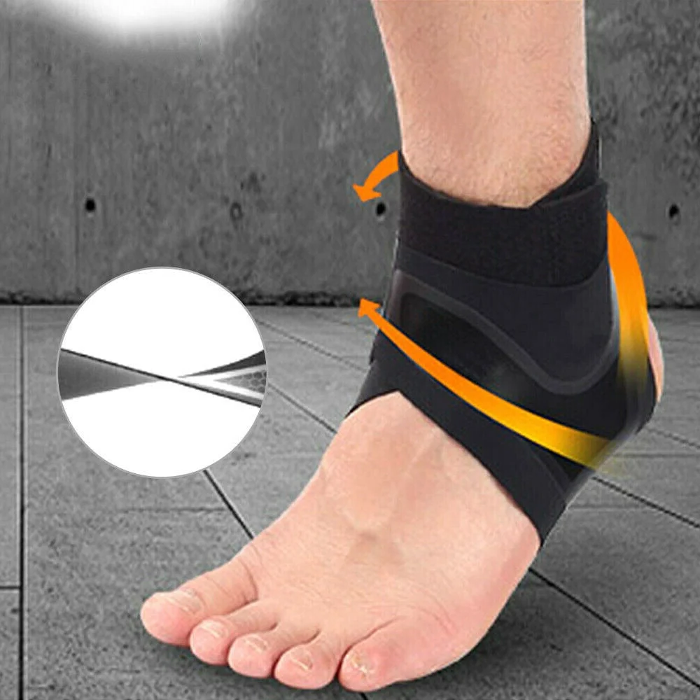 Adjustable Ankle Support Sleeve with Neoprene Compression and Strap System