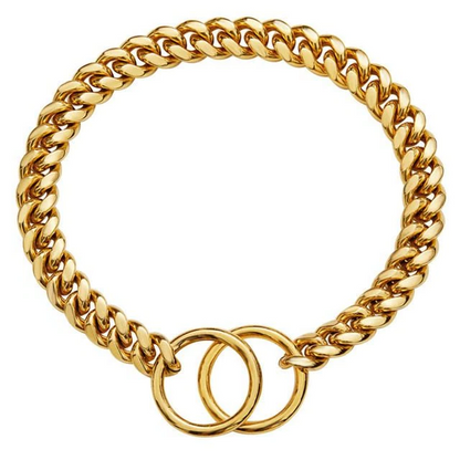 Solid Steel Chain Collar with High Polished Finish and Fixed Length Sizing for Dogs