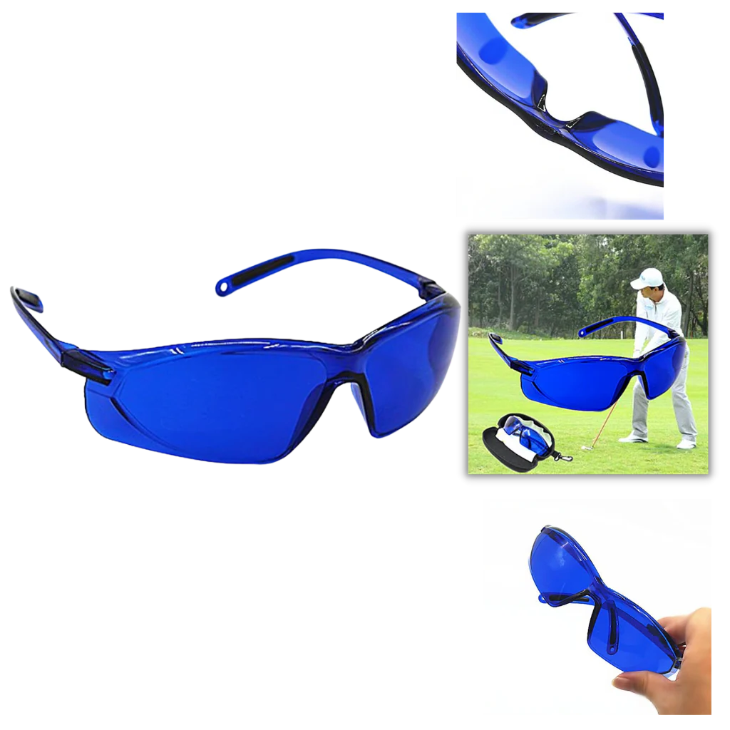 Blue Lens Golf Glasses with UV 400 Protection and Ball Detection, Universal Fit