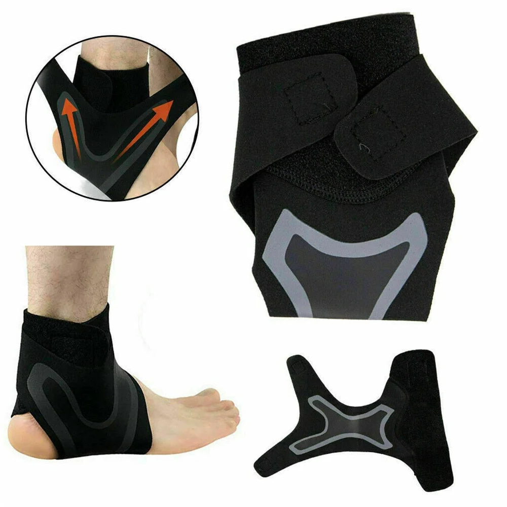 Adjustable Ankle Support Sleeve with Neoprene Compression and Strap System
