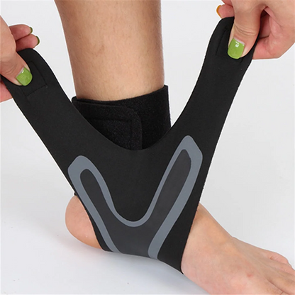 Adjustable Ankle Support Sleeve with Neoprene Compression and Strap System