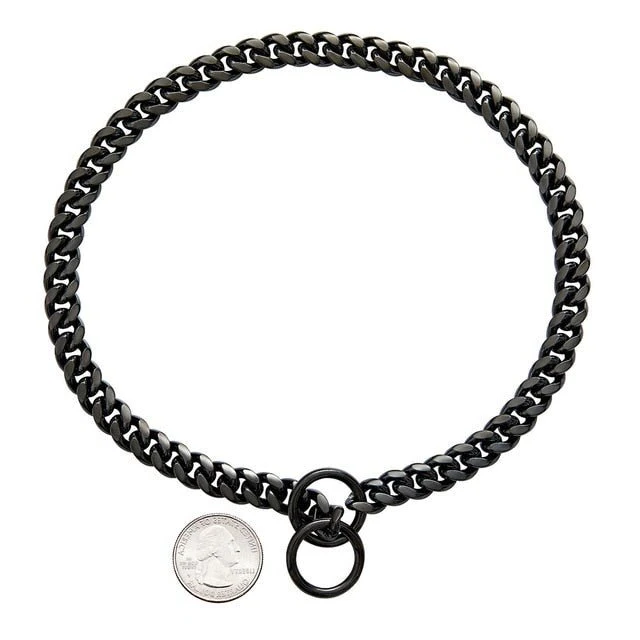 Solid Steel Chain Collar with High Polished Finish and Fixed Length Sizing for Dogs