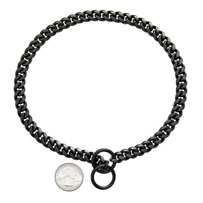 Solid Steel Chain Collar with High Polished Finish and Fixed Length Sizing for Dogs