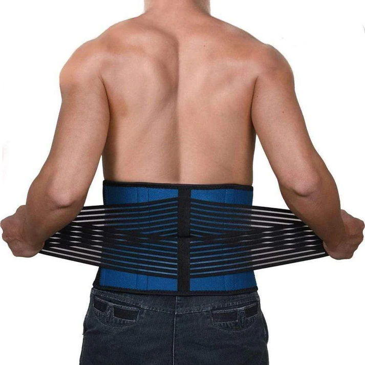 Lumbar Support Brace with Double Pull Compression and Heat Retention