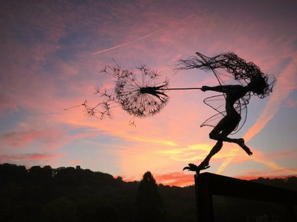 Metal Fairy Garden Stakes with Dandelion Designs, Weather Resistant