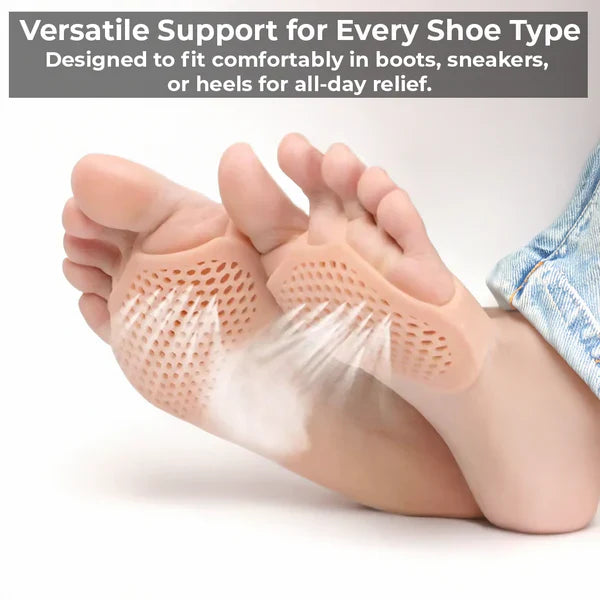Gel Metatarsal Pads with Ventilation Pores and Latex-Free Material for Forefoot Cushioning
