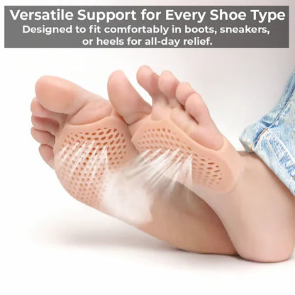Gel Metatarsal Pads with Ventilation Pores and Latex-Free Material for Forefoot Cushioning