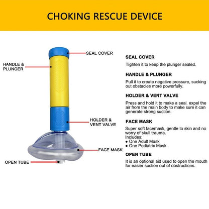 Choking Emergency Suction Device with Spring Mechanism and Airtight Mask