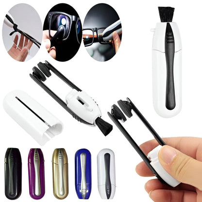 Compact Eyeglass Cleaner with Carbon Pads and Brush, Pocket-Sized