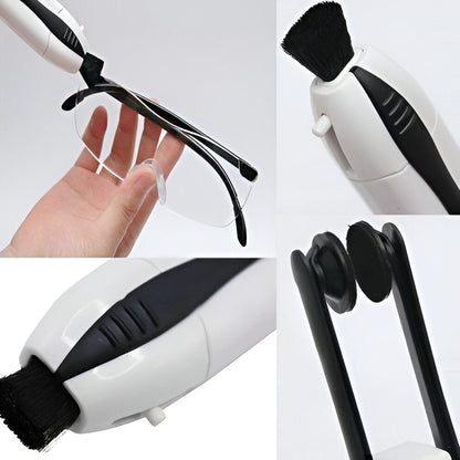 Compact Eyeglass Cleaner with Carbon Pads and Brush, Pocket-Sized