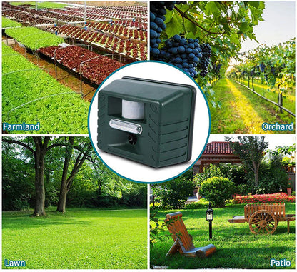 Ultrasonic Animal Repeller with Motion Sensor and 70ft Detection Range for Gardens