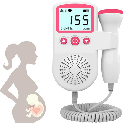 Portable Fetal Heart Rate Doppler with Backlit LCD and Built-in Speaker