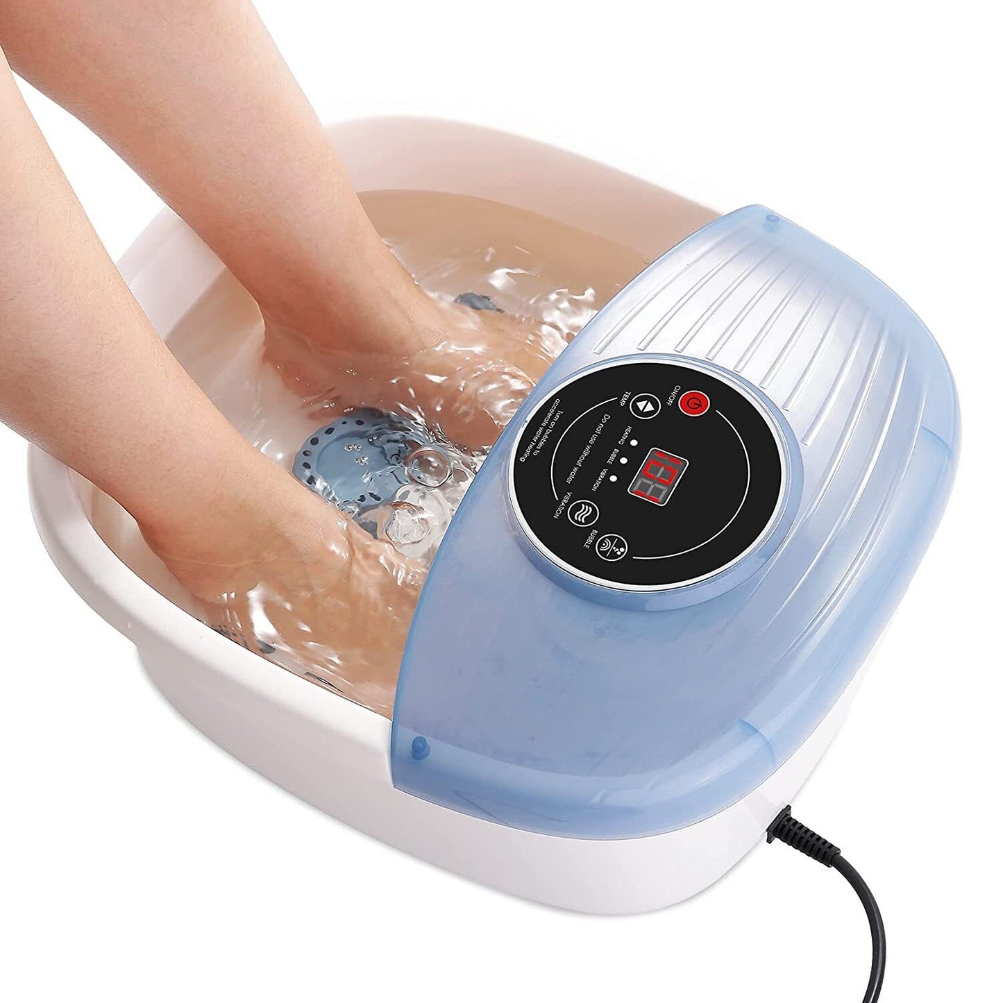 Foot Bath with Heated Water and Vibration Massage Rollers, Bubble Function
