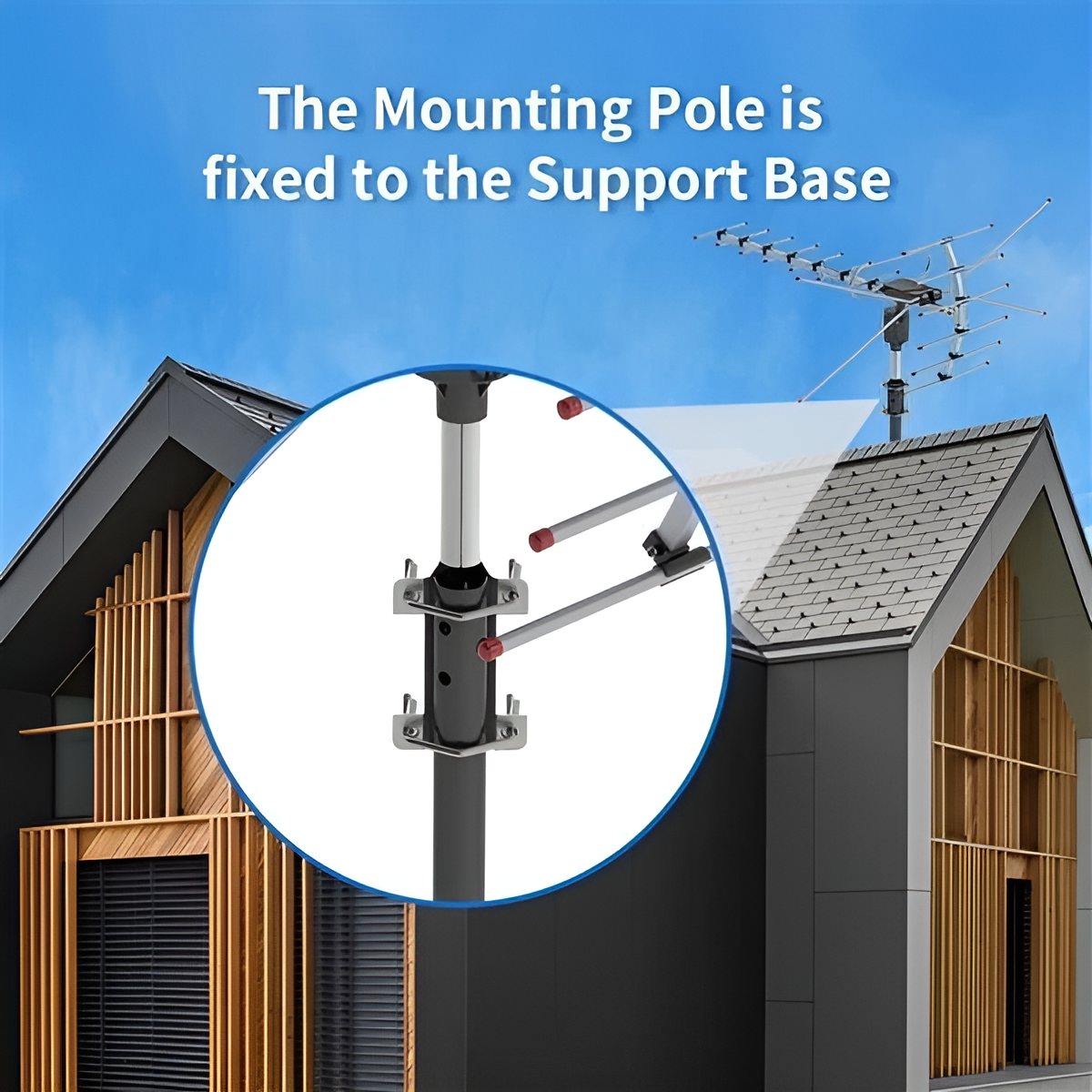 Motorized Outdoor TV Antenna with 360 Degree Rotation and Interference Filter, 33ft Cable