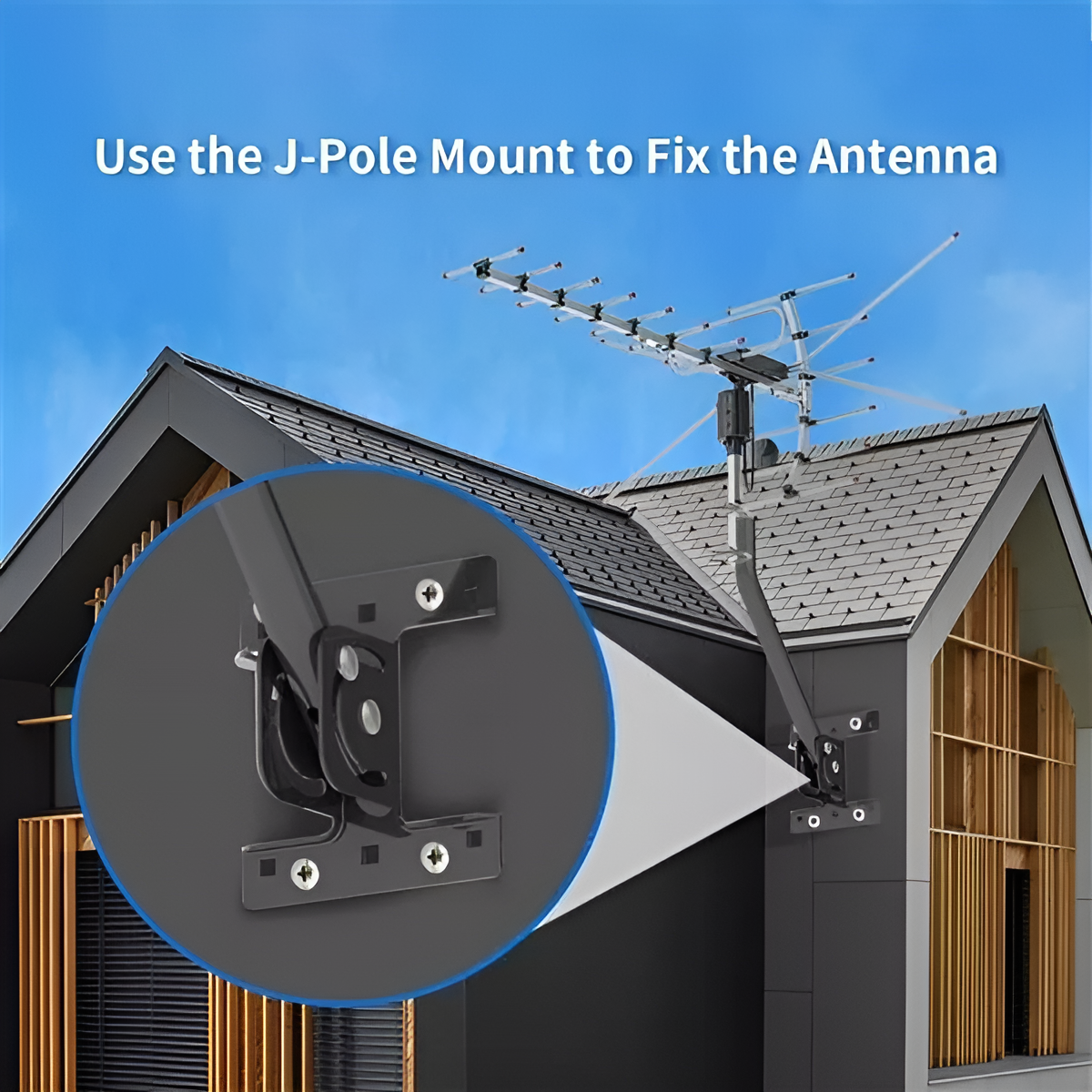 Motorized Outdoor TV Antenna with 360 Degree Rotation and Interference Filter, 33ft Cable