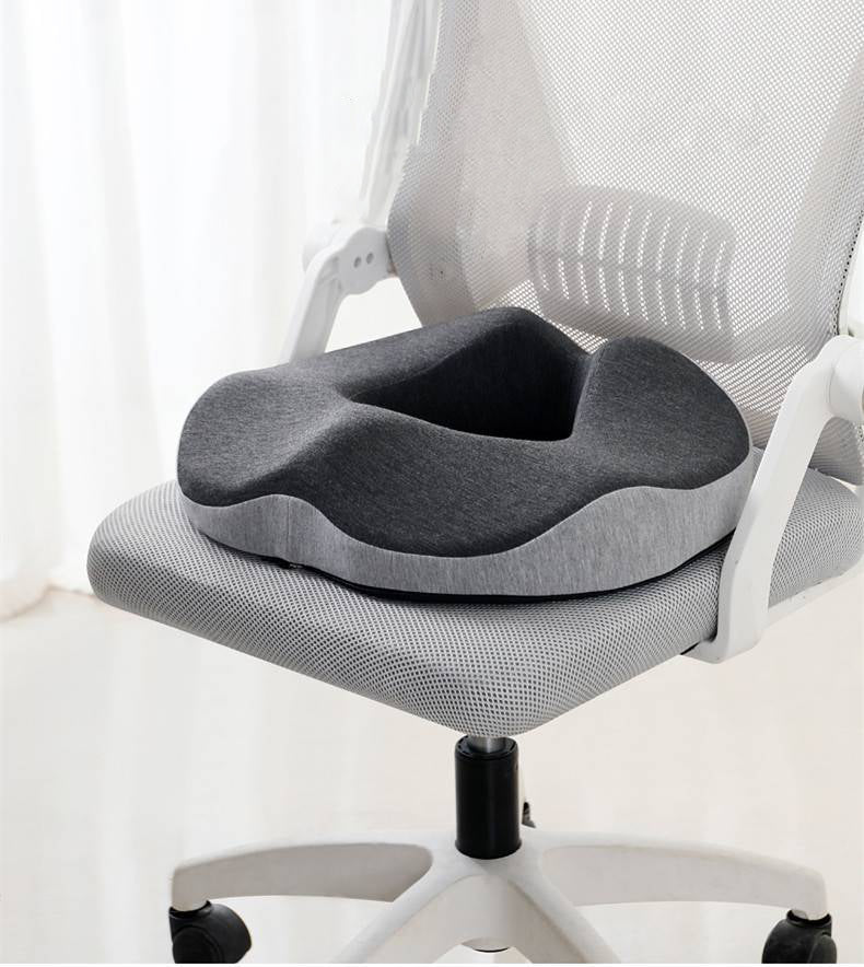 Memory Foam Seat Cushion with Coccyx Cutout and Non-Slip Base, Washable Cover